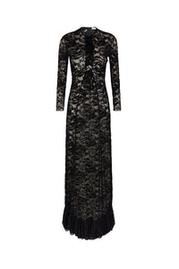 Black long lace dress