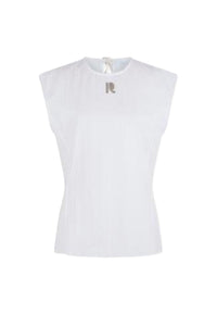 Straight-edged tank top in cotton - White