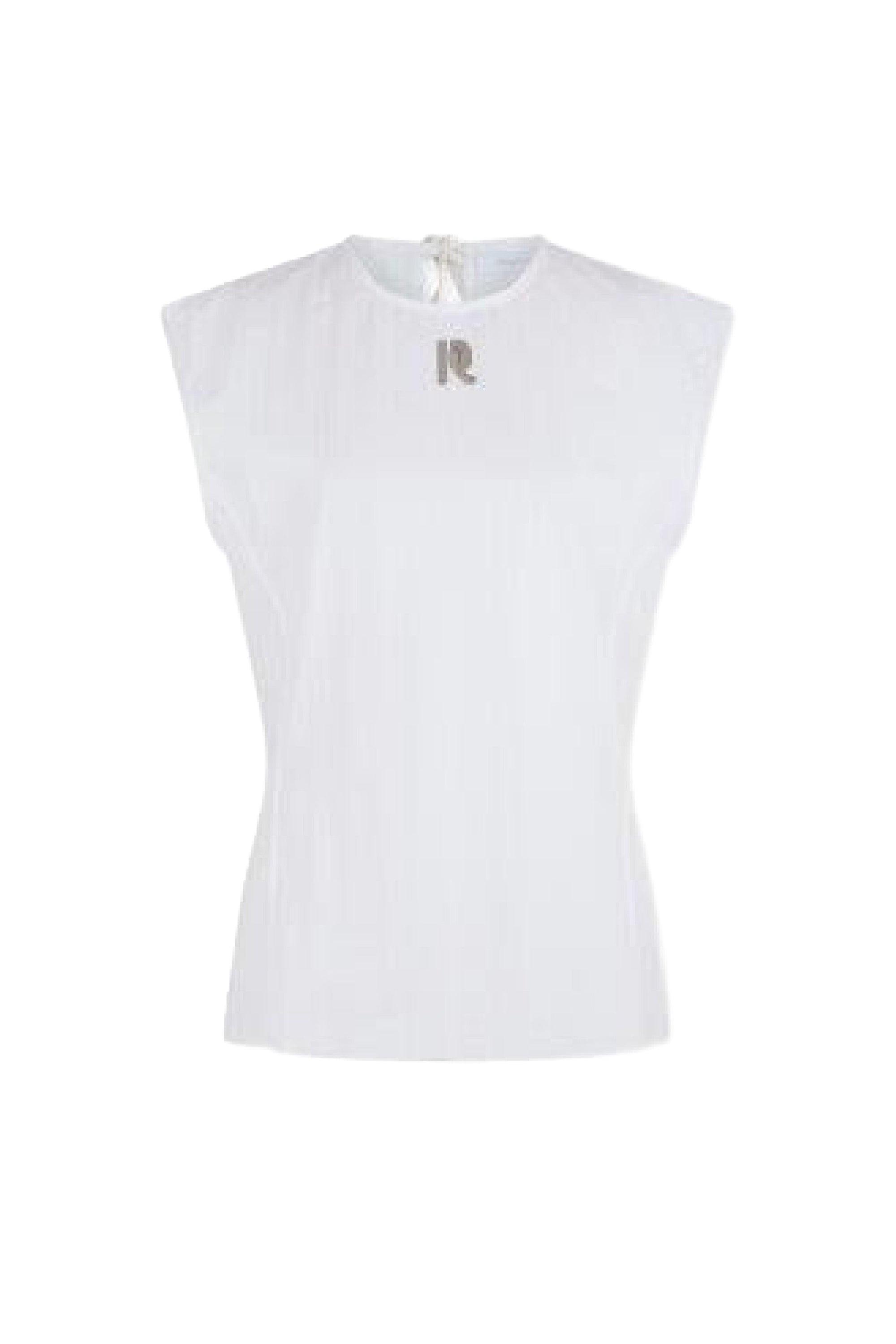 Straight-edged tank top in cotton - White