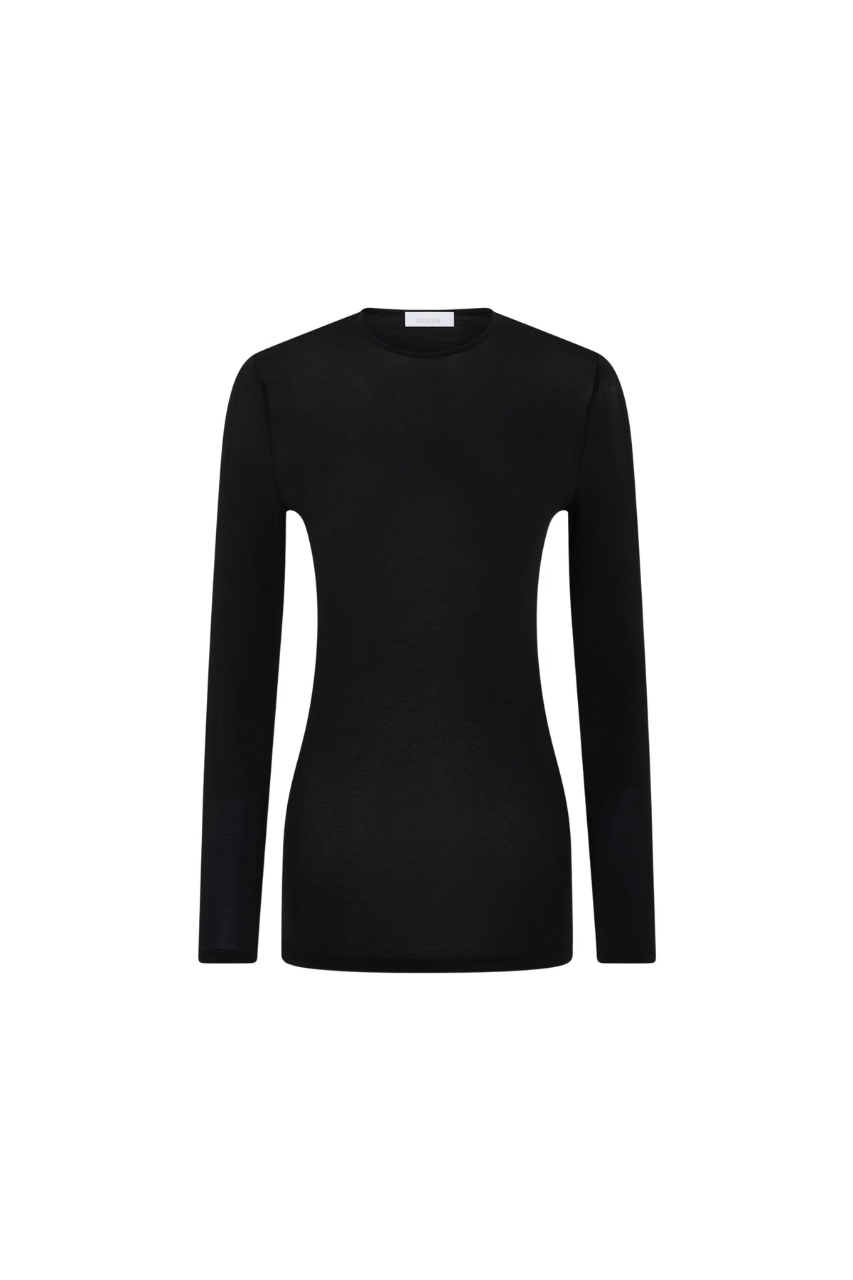 Black fitted second-skin black top with silver logo