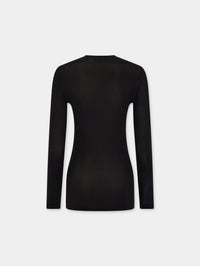 Black fitted second-skin black top with silver logo