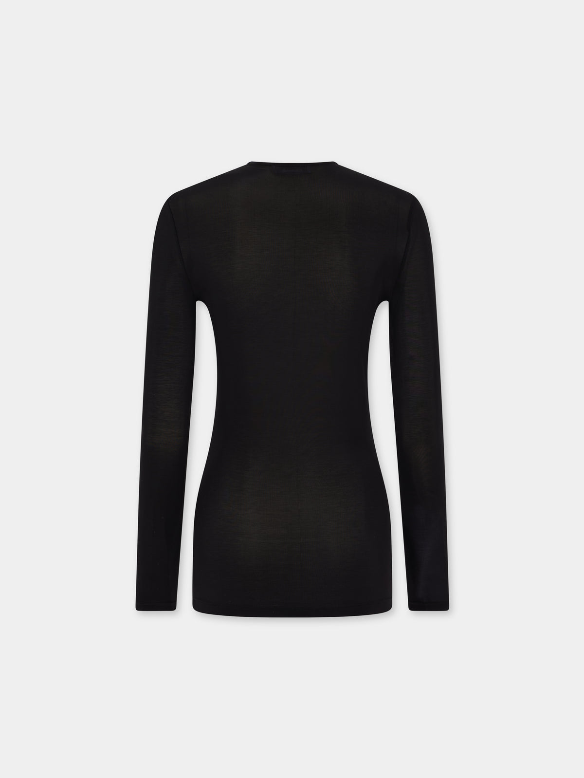 Black fitted second-skin black top with silver logo