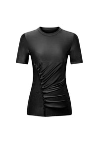 Top Drapé Pression à manches courtes - Black