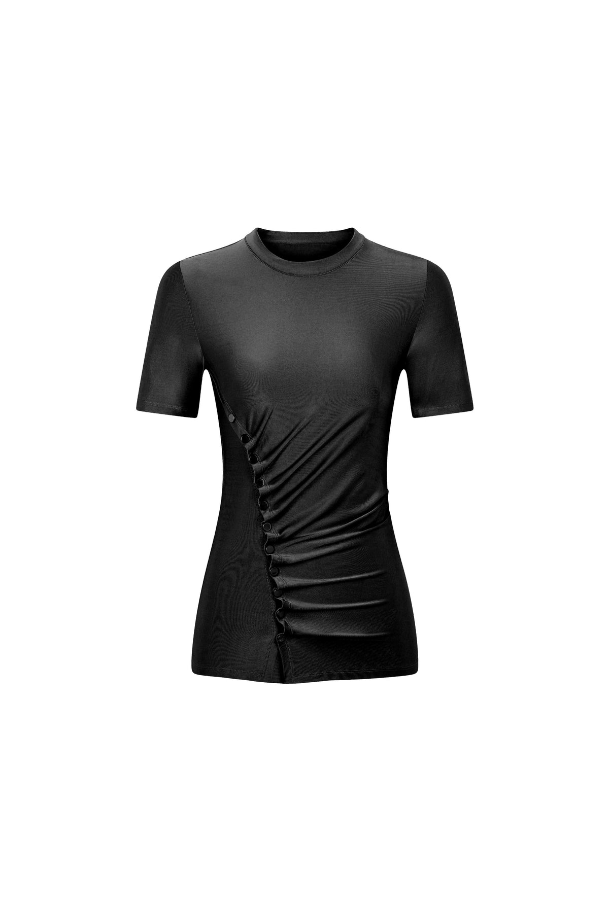 Black drappé pression top