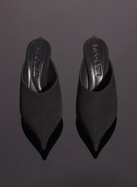 BLACK SUEDE FANG 95 MULES