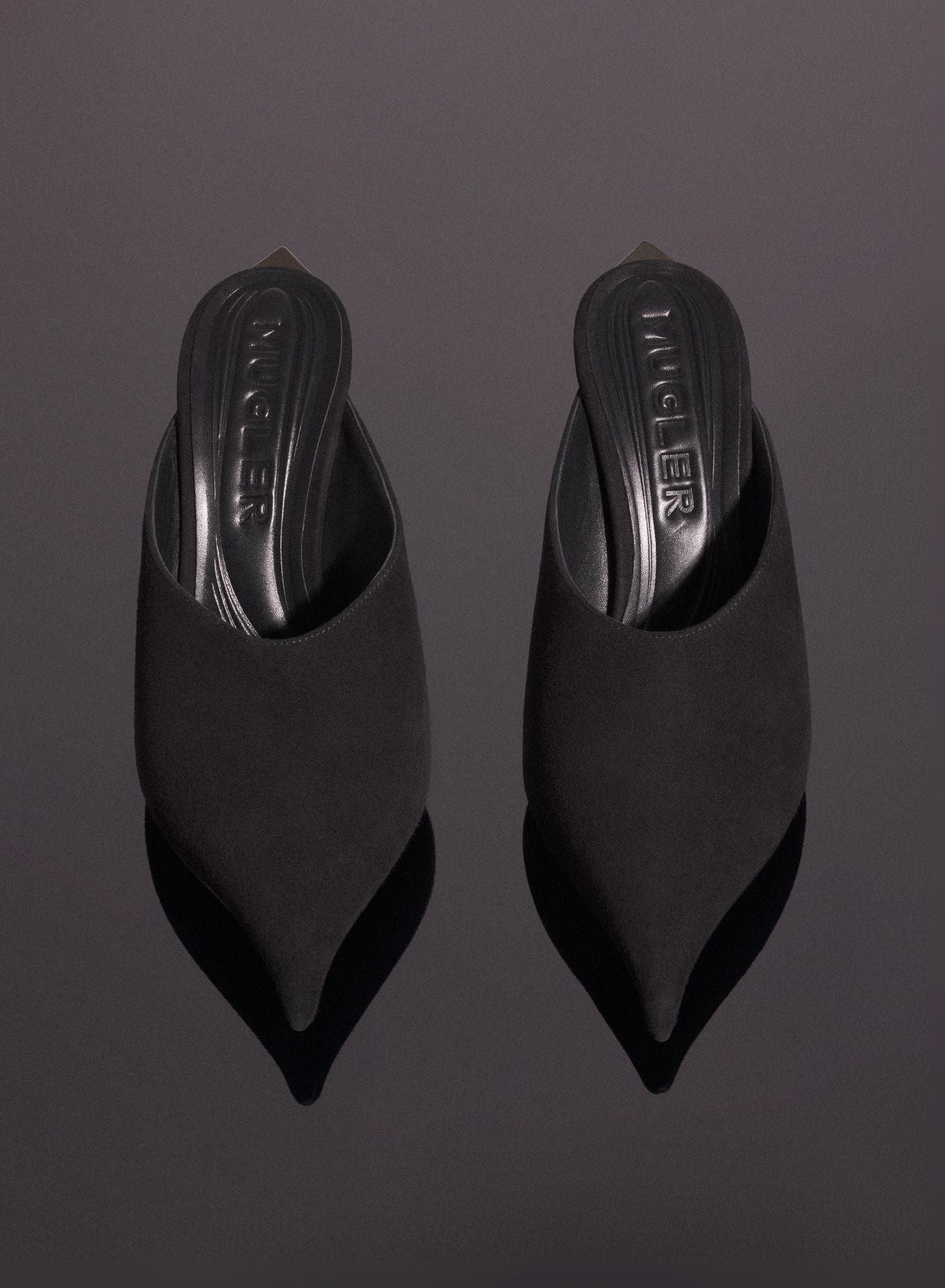 BLACK SUEDE FANG 95 MULES
