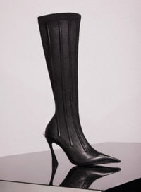 BLACK BONED LEATHER FANG 95 BOOTS