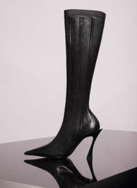 BLACK BONED LEATHER FANG 95 BOOTS