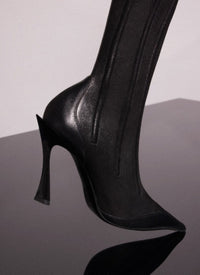 BLACK BONED LEATHER FANG 95 BOOTS