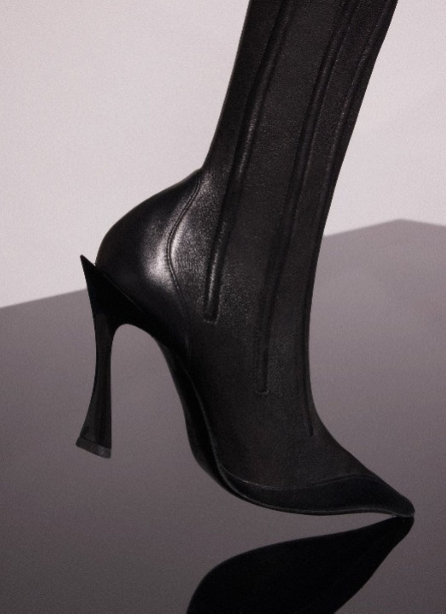 BLACK BONED LEATHER FANG 95 BOOTS