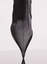 WASHED DENIM //  bi-color boned denim fang 95 ankle boots