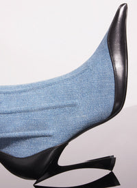 BI-COLOR BONED DENIM FANG 95 ANKLE BOOTS