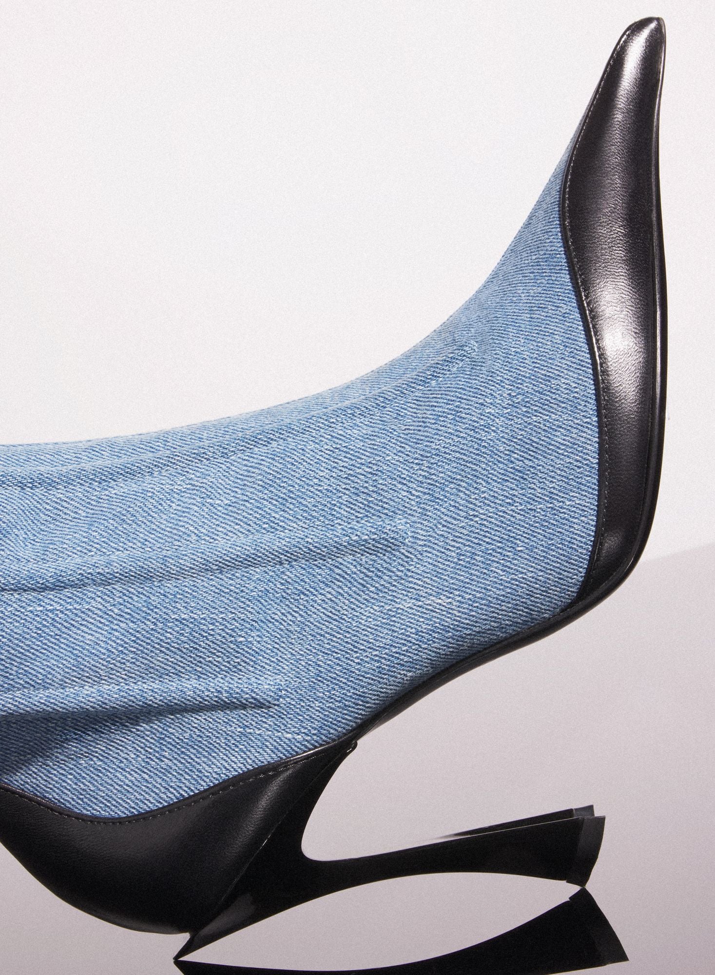 BI-COLOR BONED DENIM FANG 95 ANKLE BOOTS