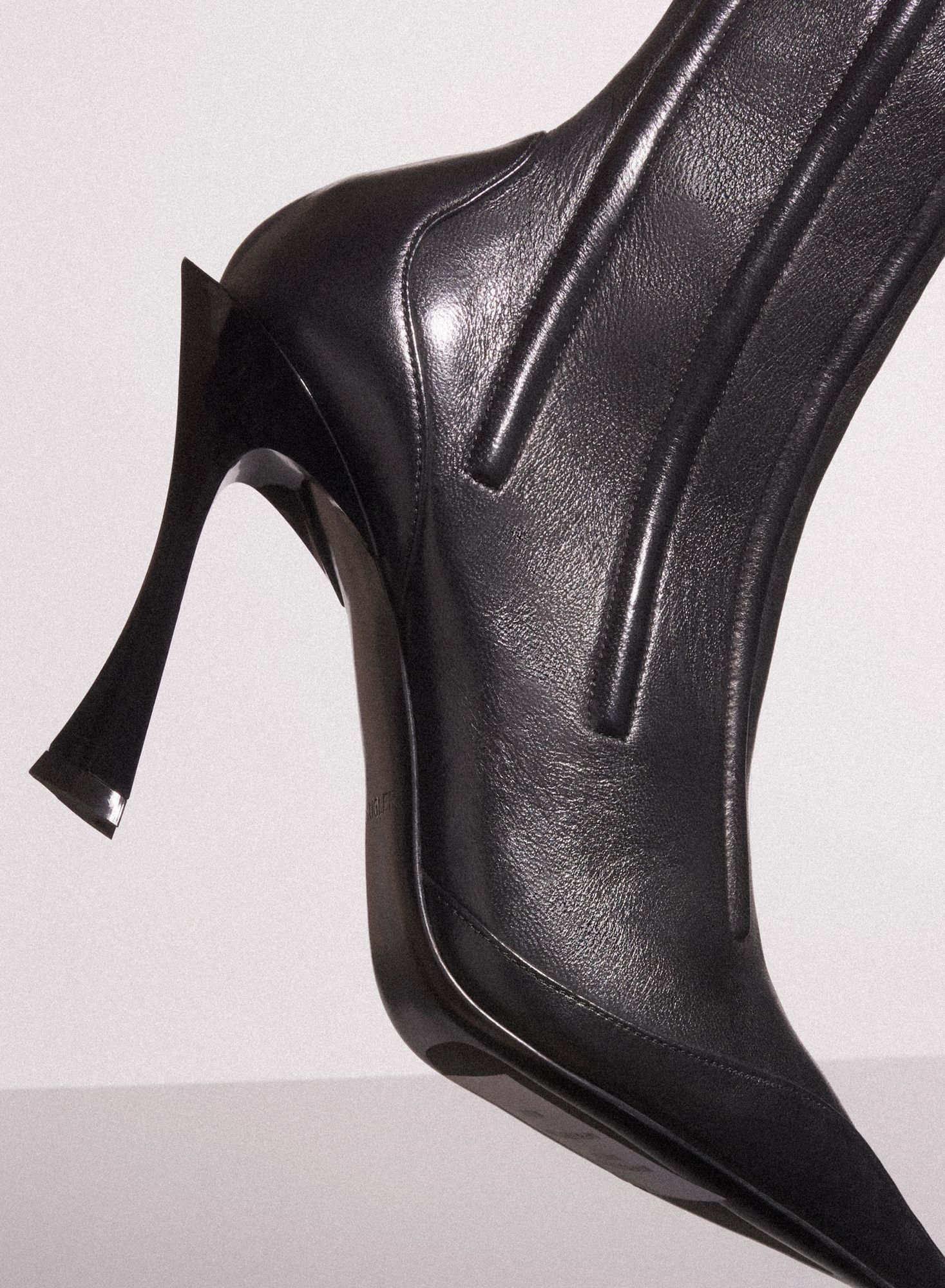 BLACK BONED LEATHER FANG 95 ANKLE BOOTS