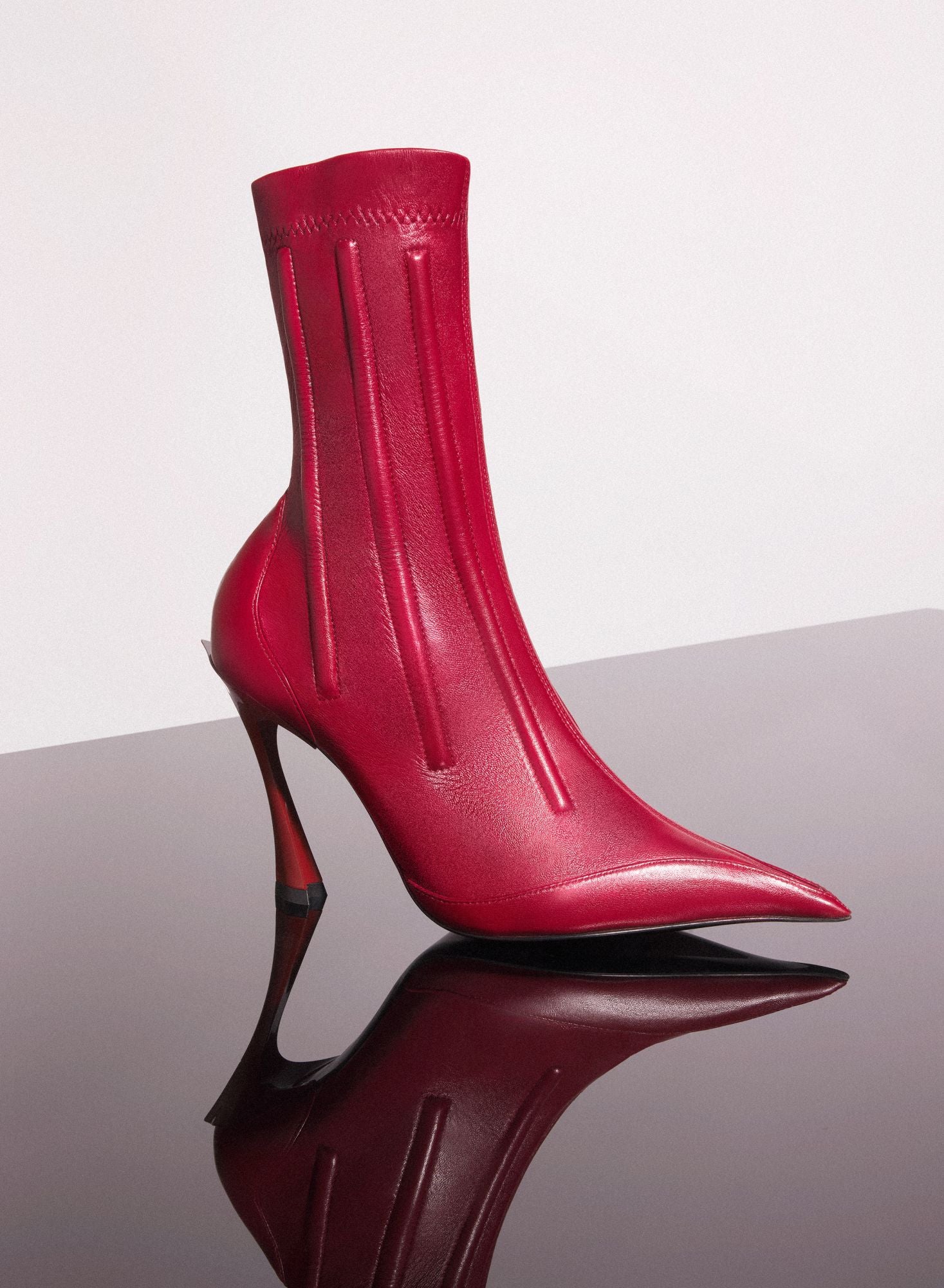 BLACK BONED LEATHER FANG 95 ANKLE BOOTS