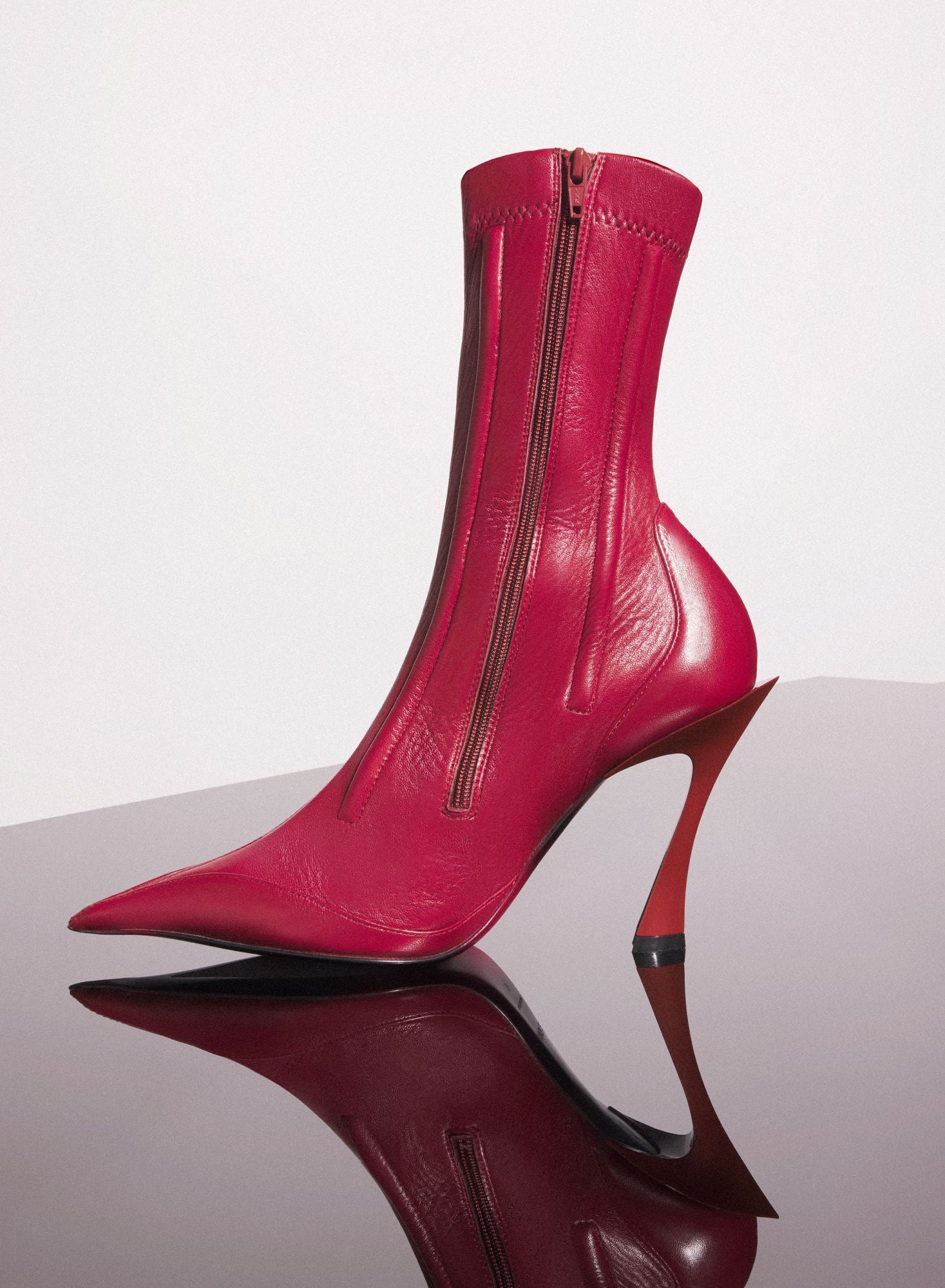 BLACK BONED LEATHER FANG 95 ANKLE BOOTS