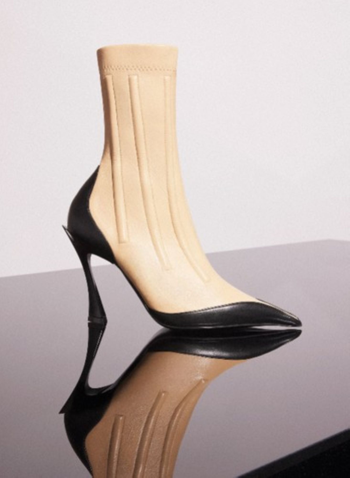 BLACK BONED LEATHER FANG 95 ANKLE BOOTS