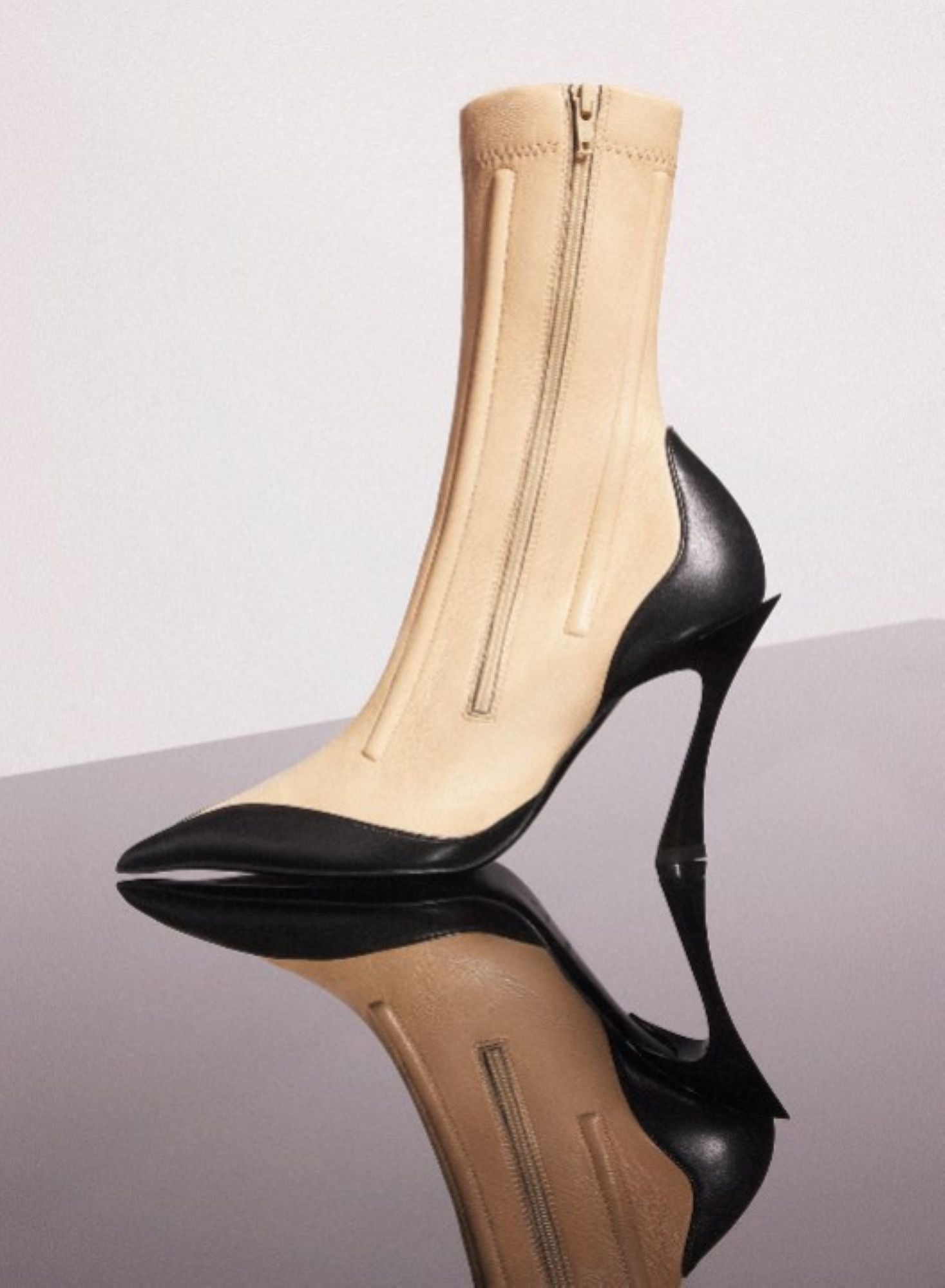 BLACK BONED LEATHER FANG 95 ANKLE BOOTS