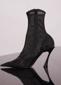 BLACK MESH FANG 95 ANKLE BOOTS