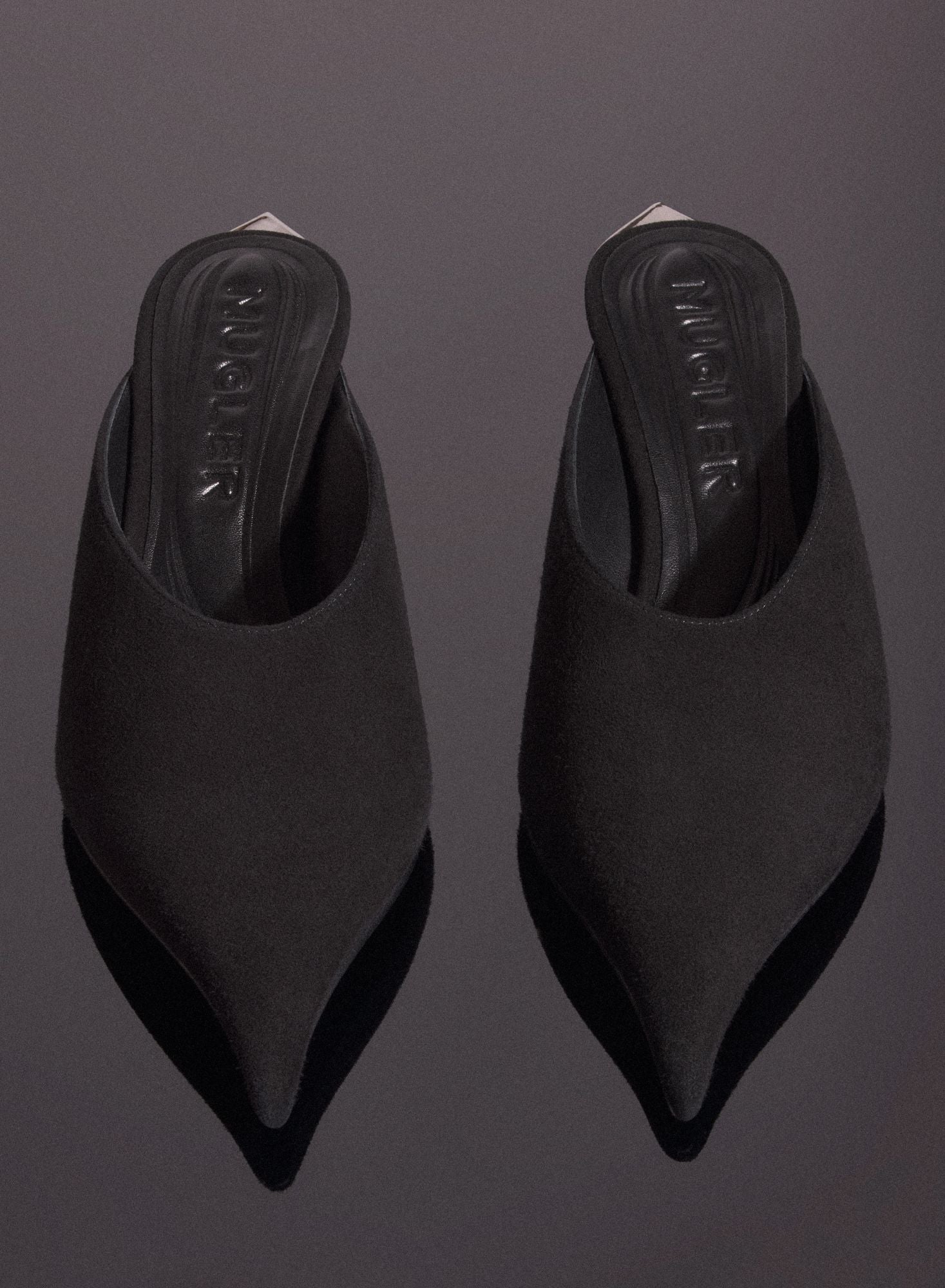 BLACK SUEDE FANG 55 MULES