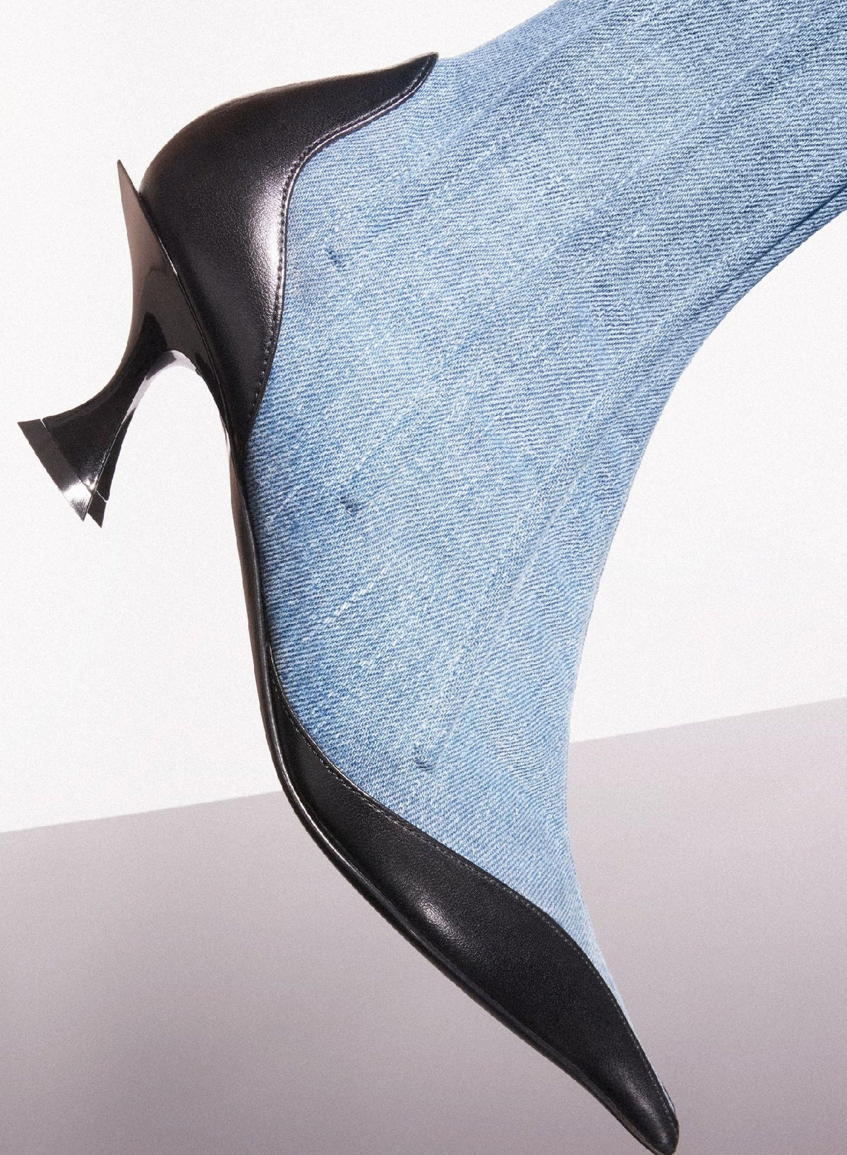 BLUE DENIM // blue boned denim fang 55 ankle boots