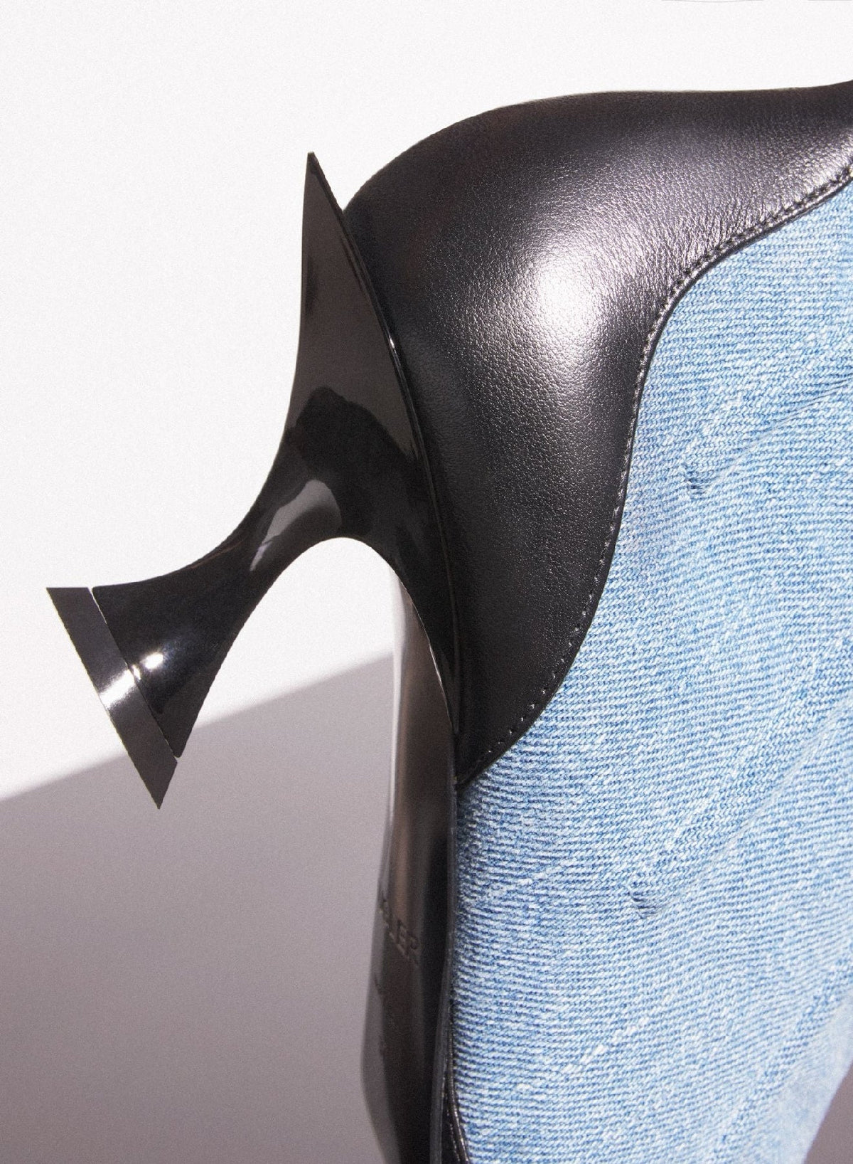 BLUE DENIM // blue boned denim fang 55 ankle boots