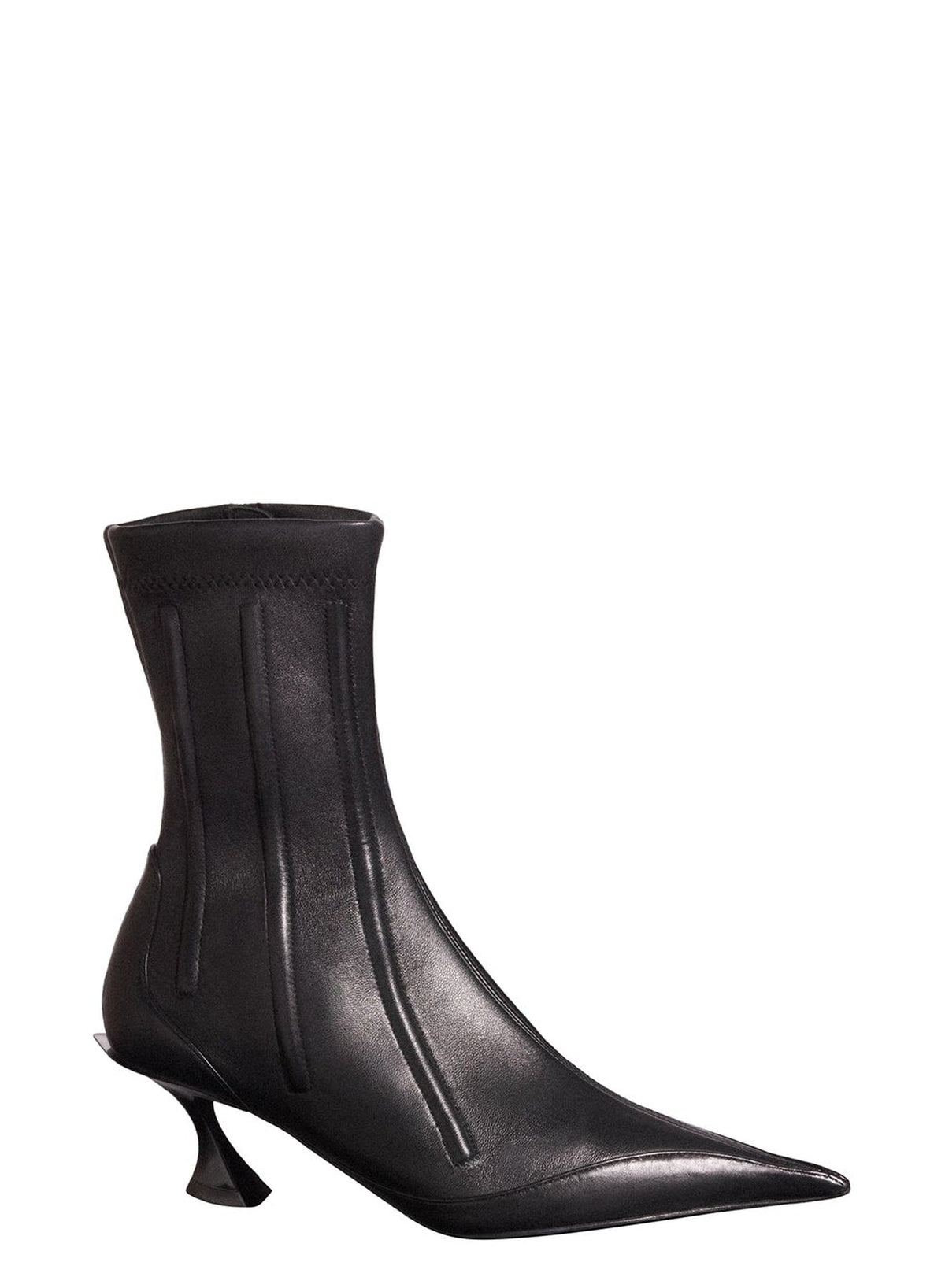 BLACK // black boned leather fang 55 ankle boots