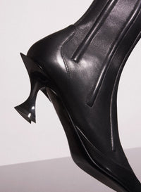 BLACK // black boned leather fang 55 ankle boots