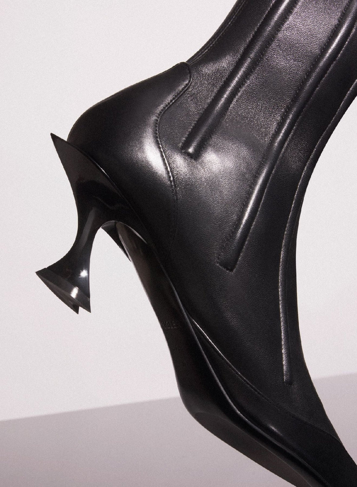 BLACK // black boned leather fang 55 ankle boots