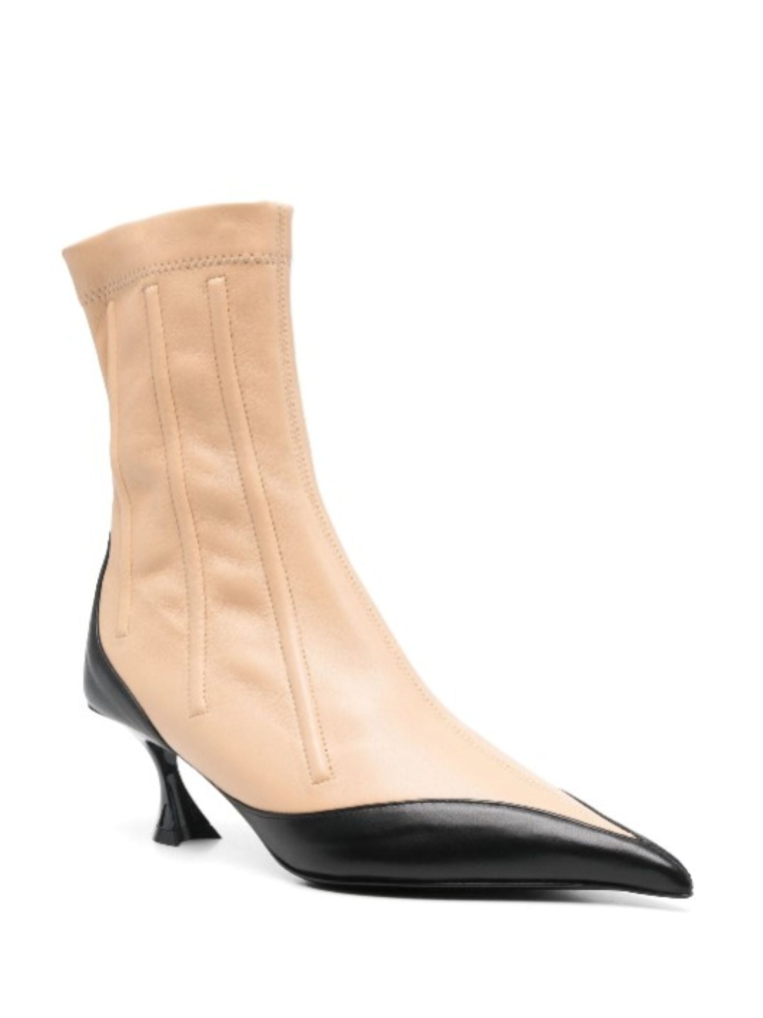 RED BONED LEATHER FANG 55 ANKLE BOOTS