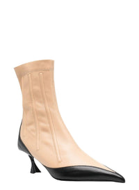 TAN // bi-color boned leather fang 55 ankle boots