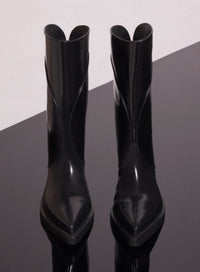 BLACK SHINY LEATHER SANTIAG BOOTS