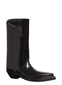 BLACK // black leather santiag boots