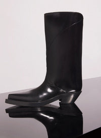 BLACK // black leather santiag boots