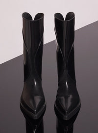 BLACK LEATHER SANTIAG BOOTS