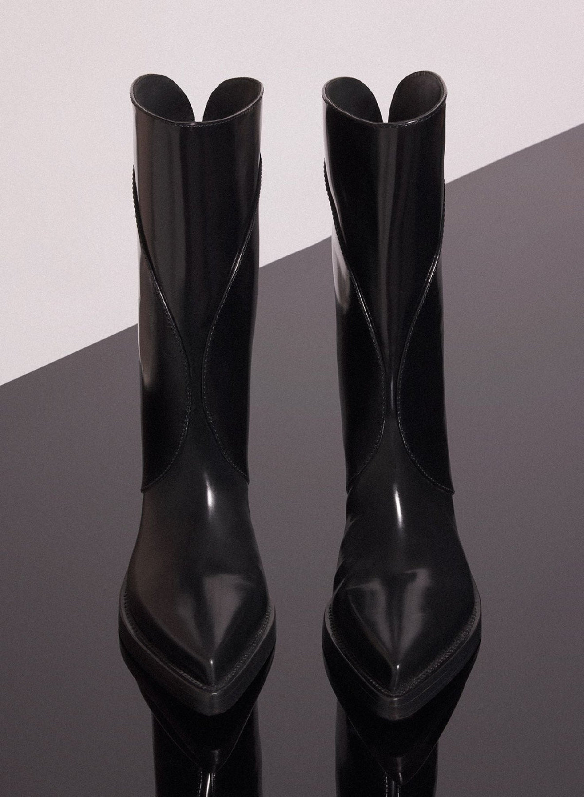 BLACK // black leather santiag boots
