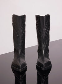 BLACK EMBOSSED LEATHER STANTIAG BOOTS