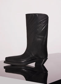 BLACK EMBOSSED LEATHER STANTIAG BOOTS