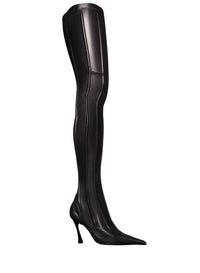 BLACK // red boned leather fang 95 thigh high boots