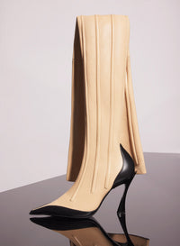 TAN // tan boned leather fang 95 thigh high boots