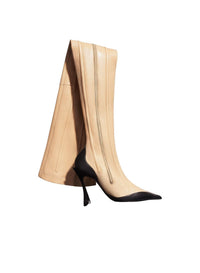 TAN // tan boned leather fang 95 thigh high boots