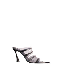 TRANSPARENT/BLANC // white leather fang 95 spike sandals