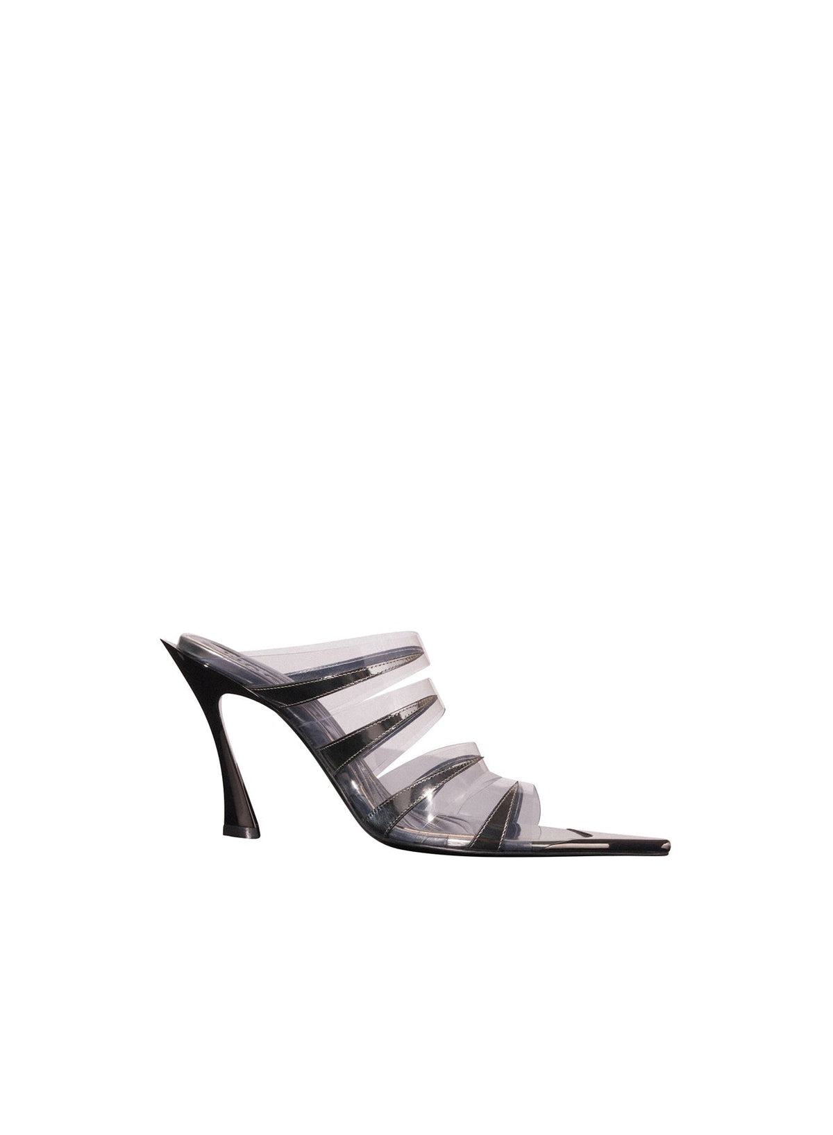 TRANSPARENT/BLANC // white leather fang 95 spike sandals