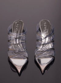 TRANSPARENT/BLANC // white leather fang 95 spike sandals