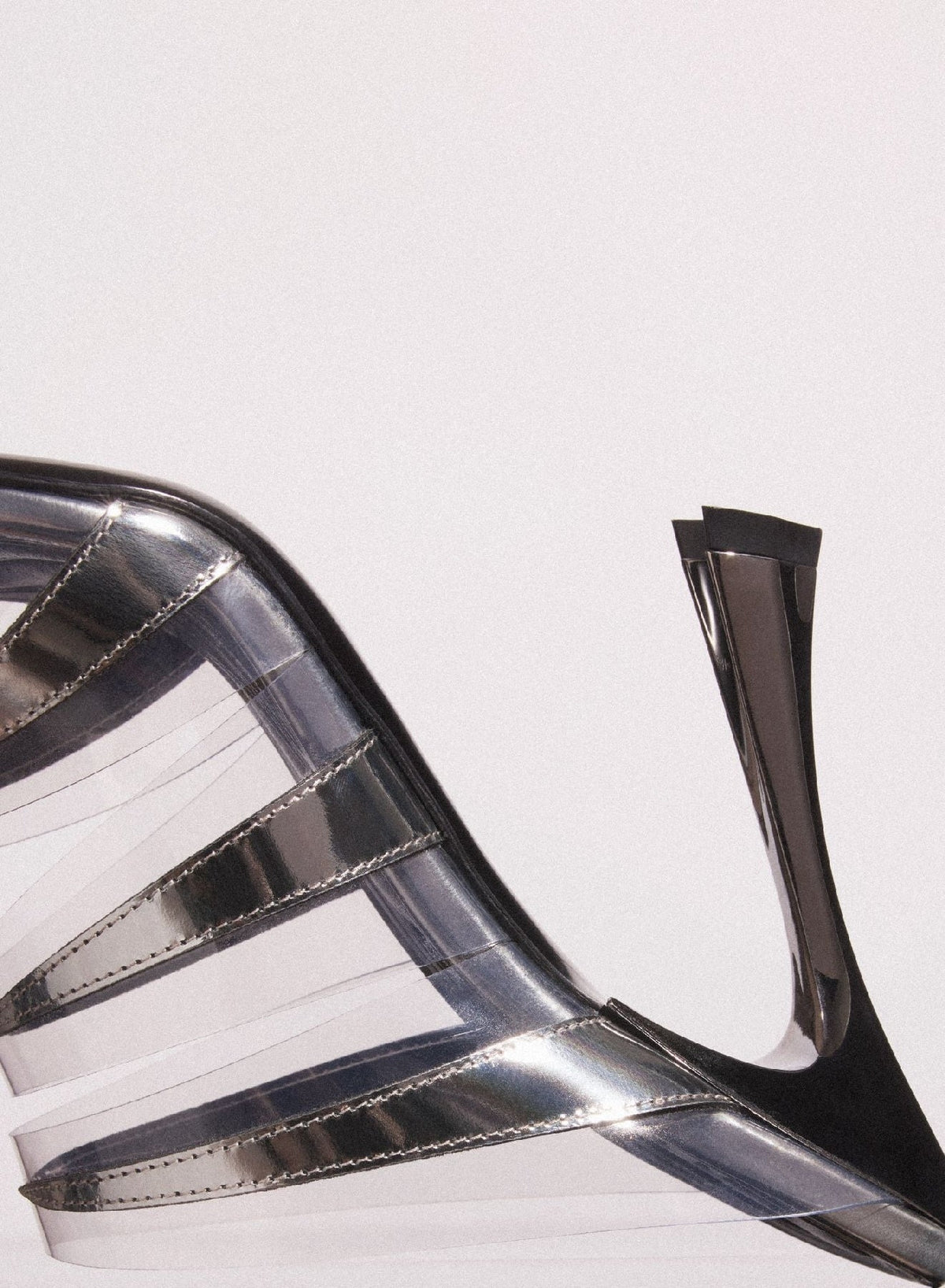 TRANSPARENT/BLANC // white leather fang 95 spike sandals