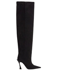 BLACK // black suede piercing fang 95 garter boots
