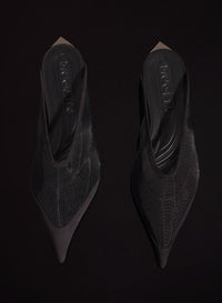 BLACK MESH FANG FANG MULES