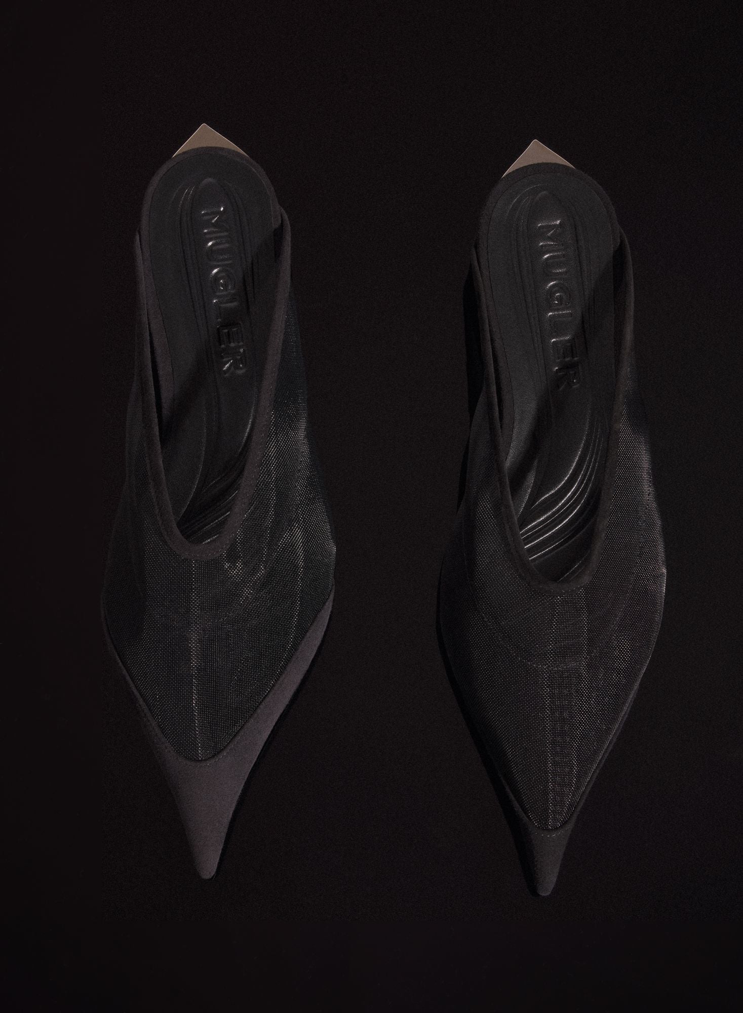 BLACK MESH FANG FANG MULES