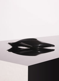 BLACK SHINY LEATHER FANG FLAT  MULES