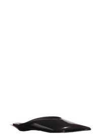 BLACK // black shiny leather fang flat  mules